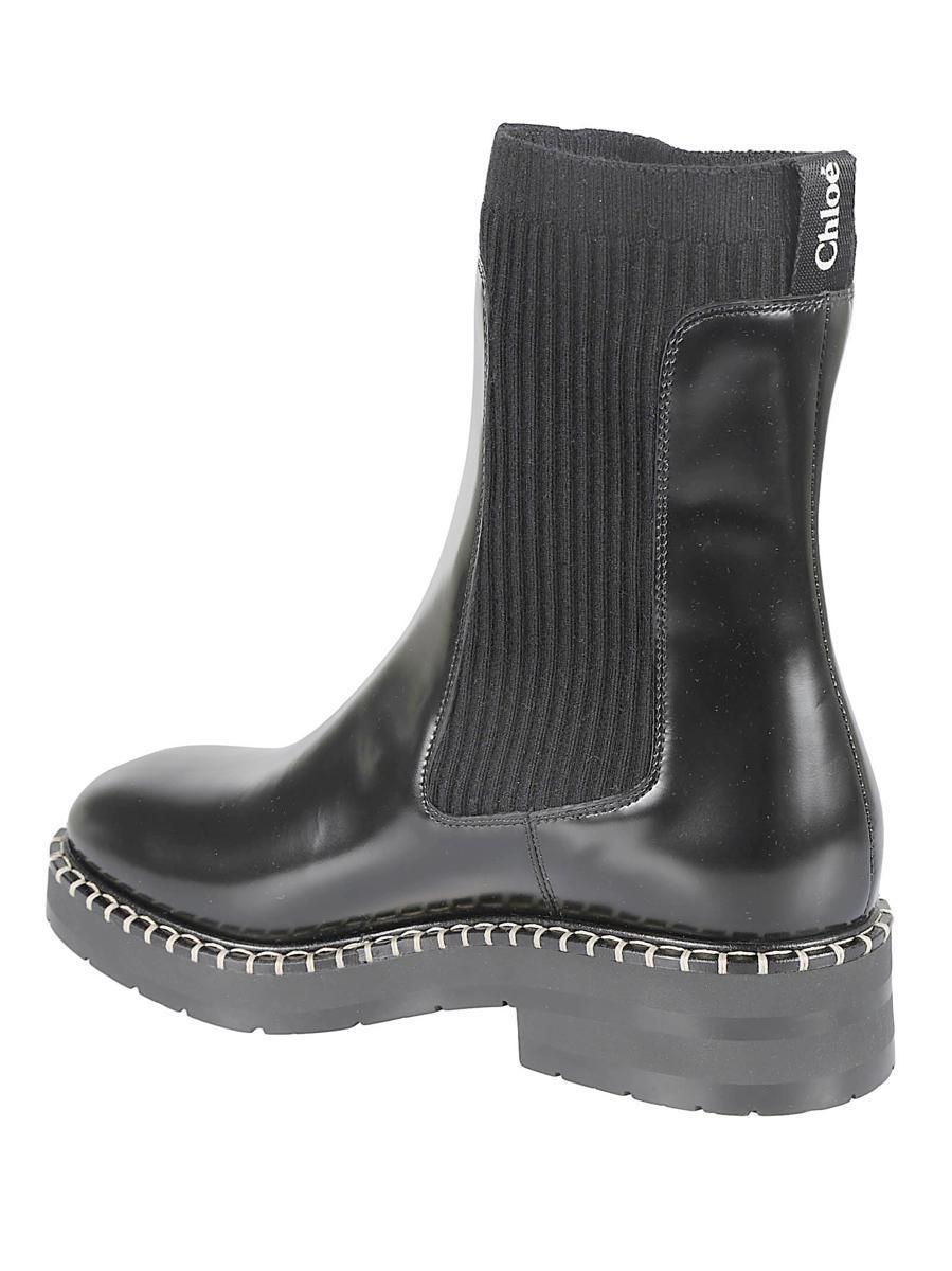 Black Leather Boots In Grey Product Image