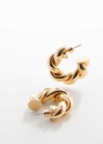 MANGO - Intertwined hoop earrings - One size - Women Product Image