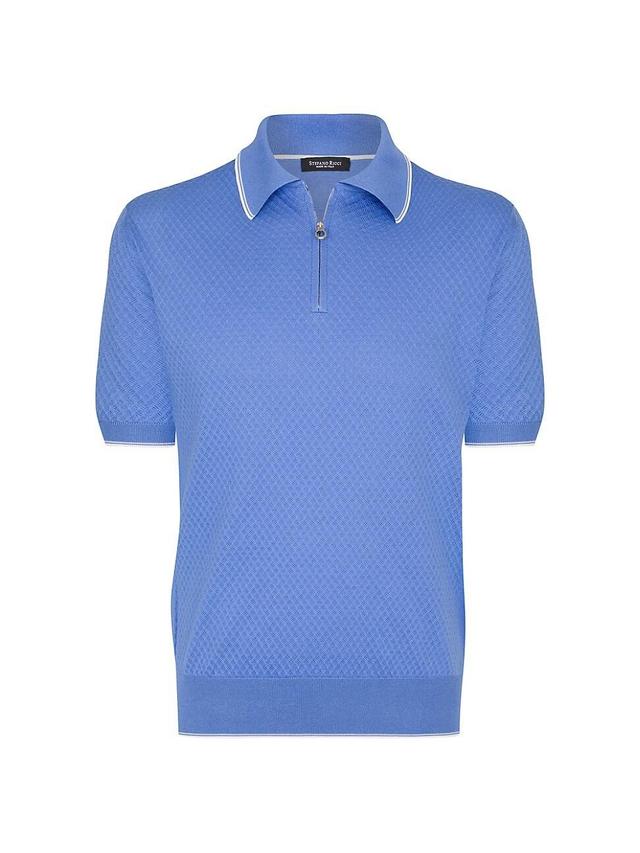 Mens Silk And Cotton Zip Polo Shirt Product Image