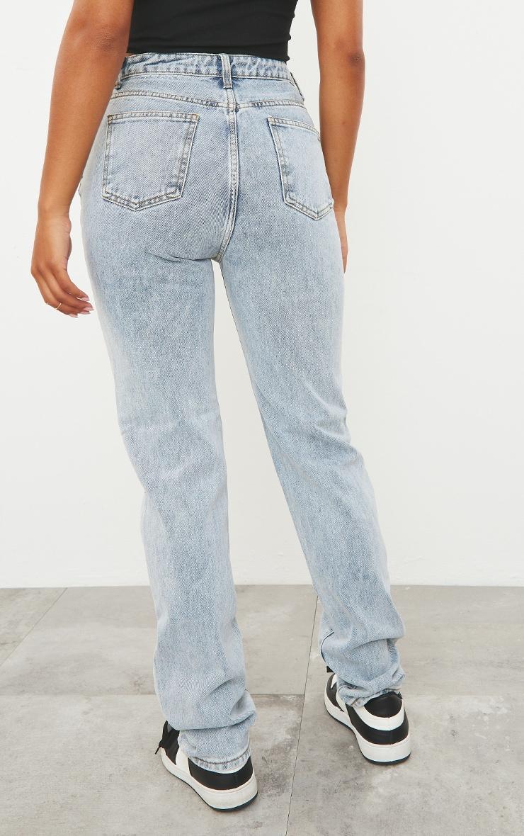 Light Wash Long Leg Straight Jeans Product Image