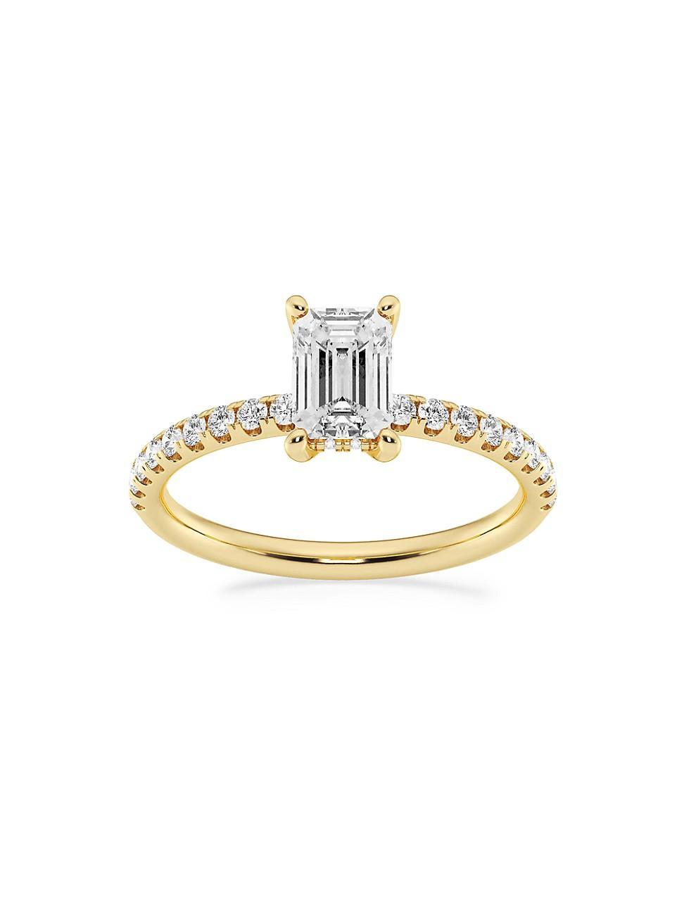 Womens 14K Yellow Gold & Emerald-Cut Lab-Grown Diamond Hidden Halo Ring/0.80-3.41 TCW Product Image