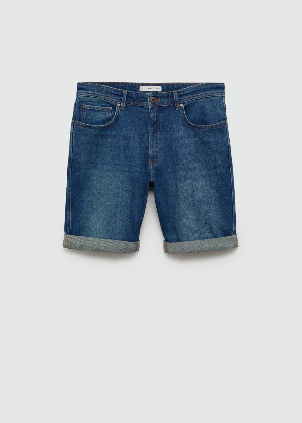 MANGO MAN - Slim-fit denim bermuda shorts dark blueMen Product Image