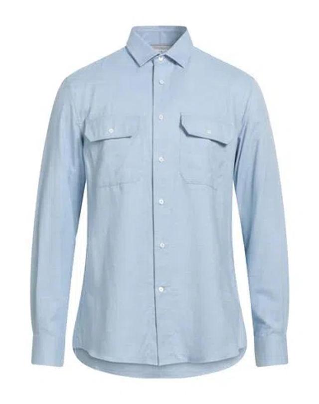 BRUNELLO CUCINELLI Man Shirt Light Blue Size Xl Cotton Product Image