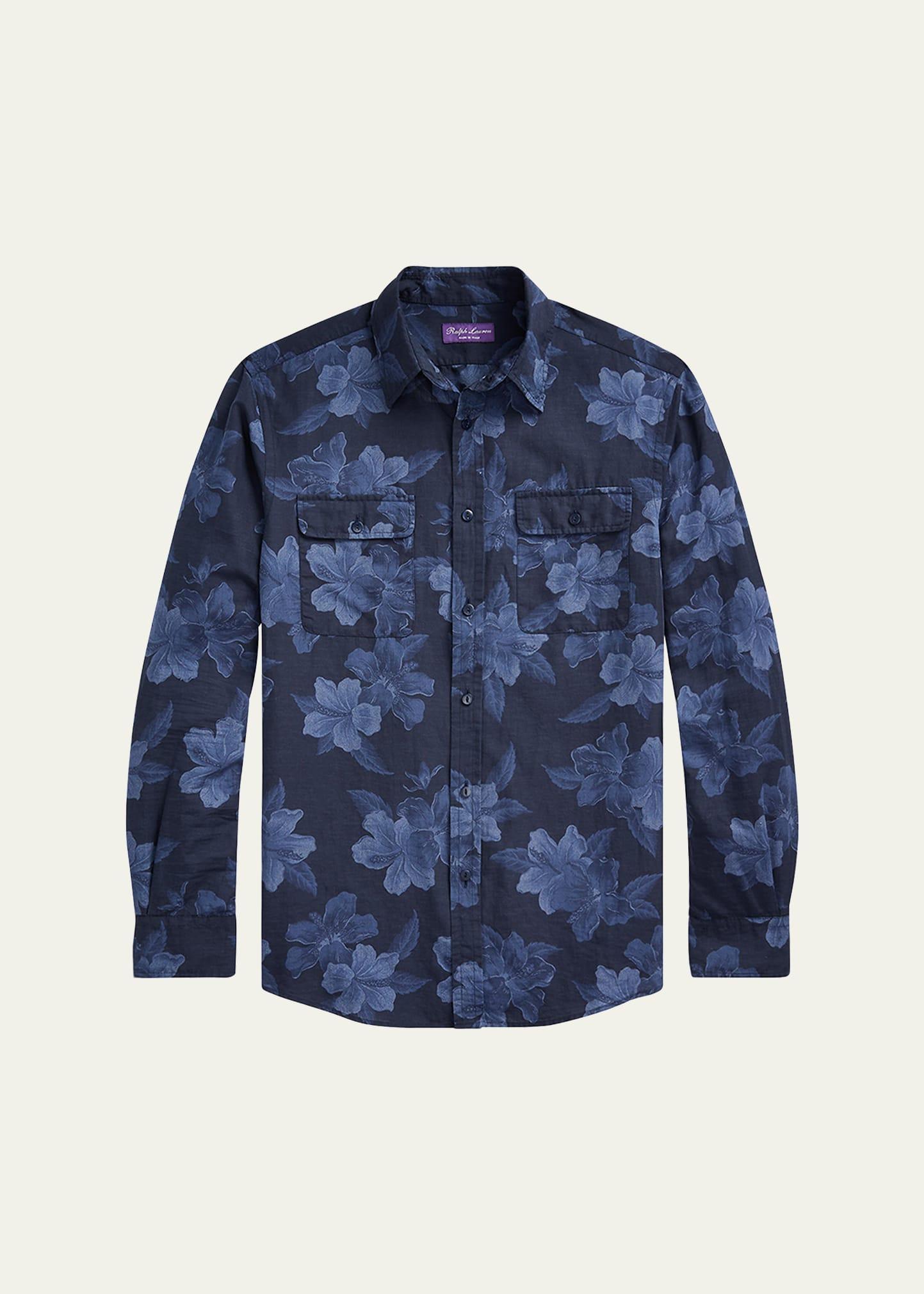 Mens Hibiscus-Print Sport Shirt Product Image