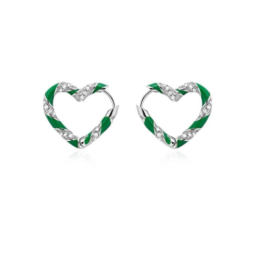 Heart Rhinestone Hoop Earring Product Image