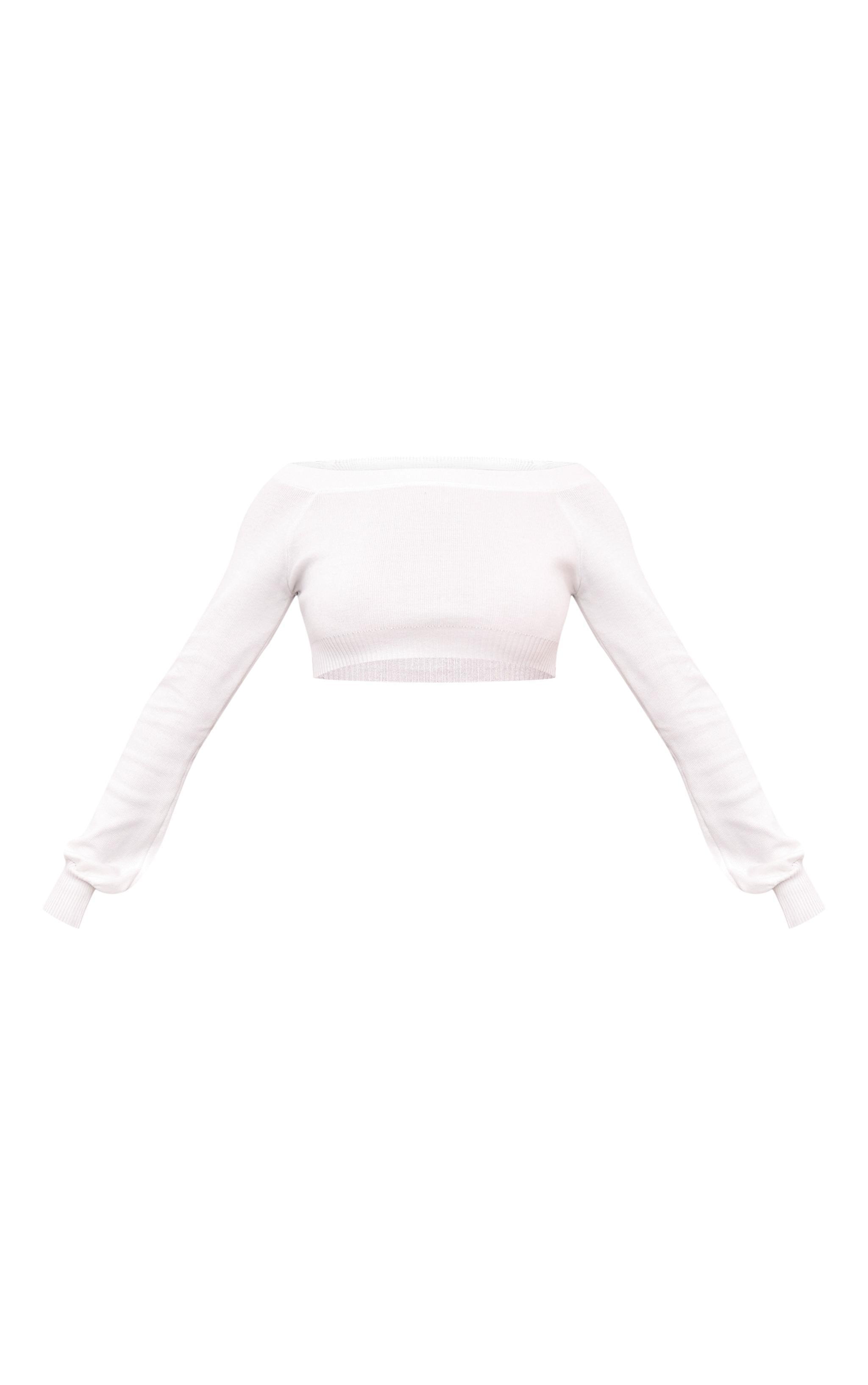 White Rib Knit Crop Top Product Image