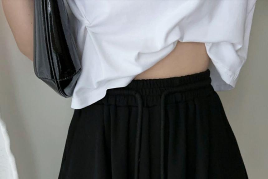 Balletcore High Waist Plain Wide-Leg Mini Shorts Product Image