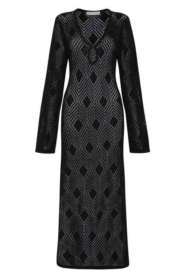 Serena Pointelle Knit Dress Black Product Image