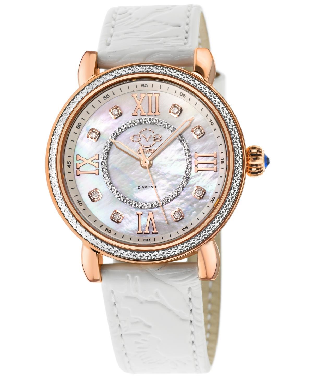 GV2 by Gevril Womens Marsala Swiss Quartz White Leather Watch 37mm Product Image