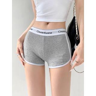 Lettering-Waistline Skinny Cotton Shorts product image