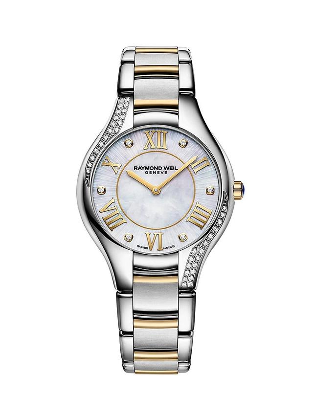 Womens Noemia Two-Tone Stainless Steel & 0.199 TCW Diamond Bracelet Watch/32MM Product Image