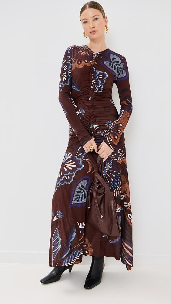 FARM Rio Delicate Garden Brown Long Sleeve Maxi Dress | Shopbop Product Image