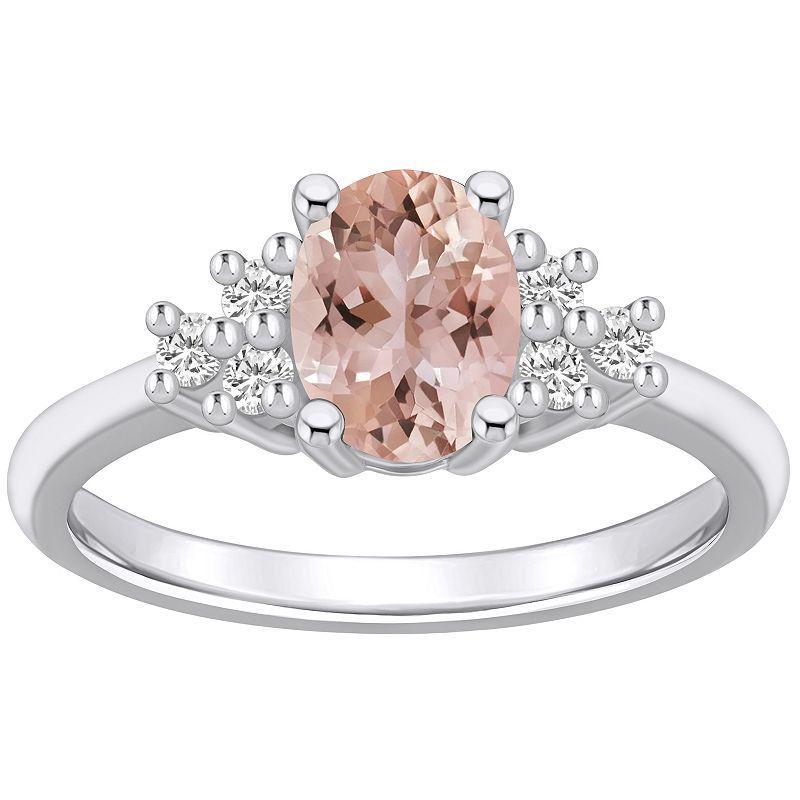 Alyson Layne 14k White Gold Oval Morganite & 1/5 Carat T.W. Diamond Ring, Womens Product Image