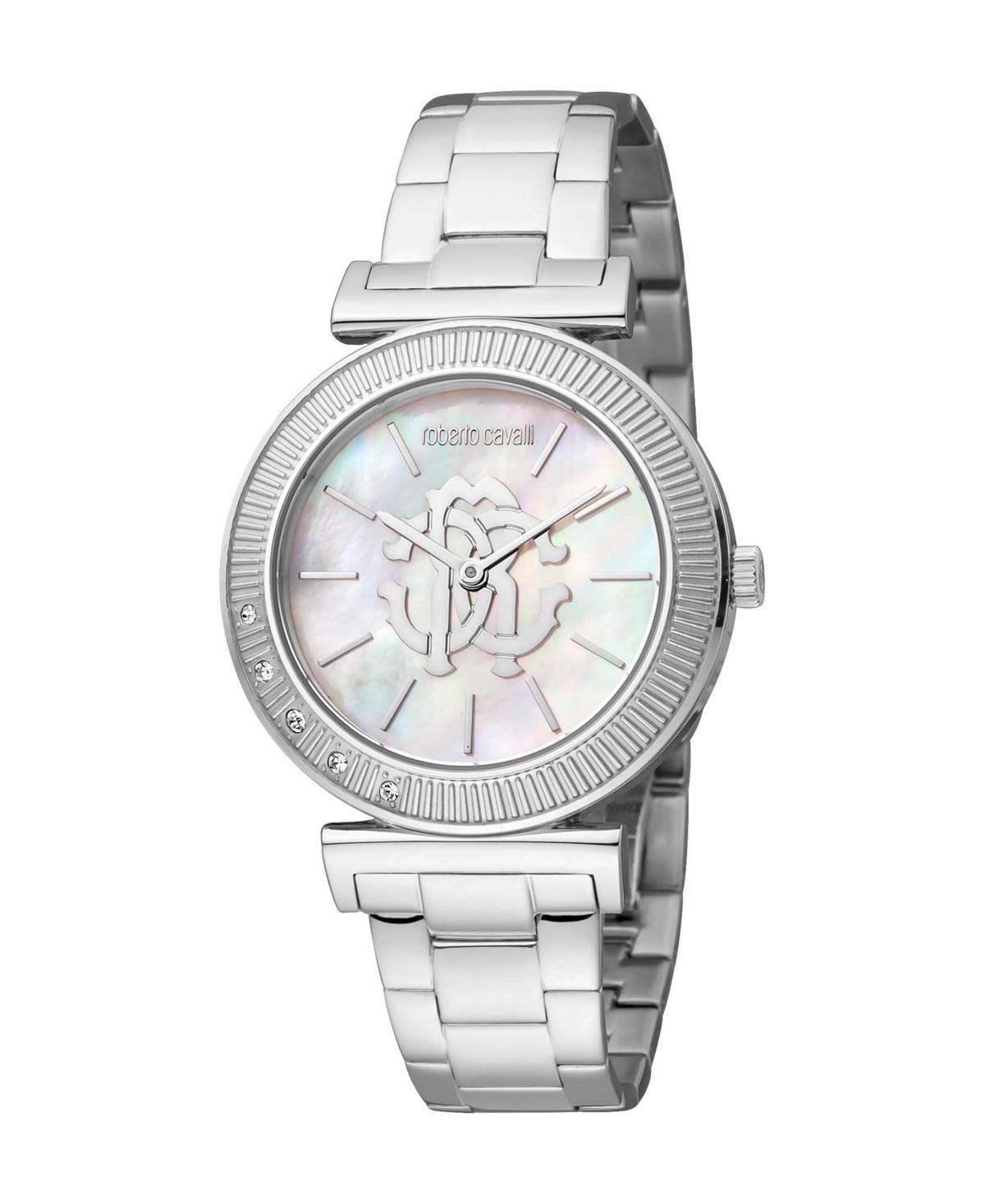 Roberto Cavalli Womens Quartz Silver-tone Stainless Steel Watch 34mm Product Image