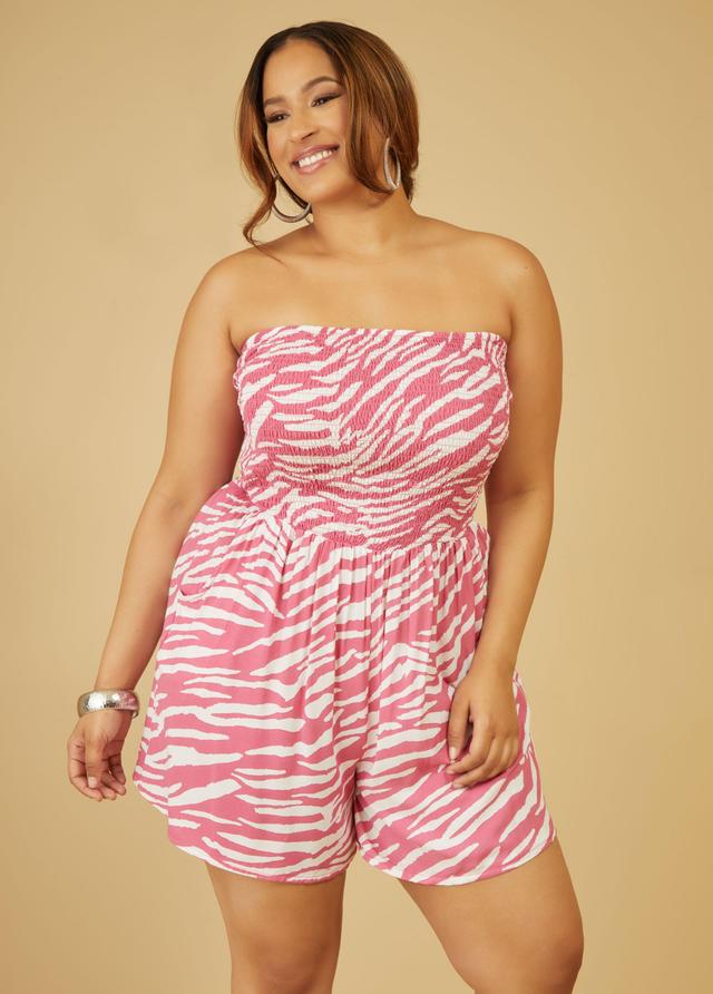 Strapless Zebra Print Romper Product Image