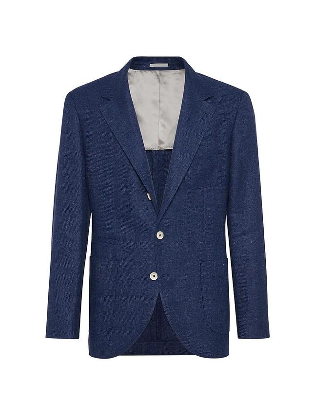 Mens Linen, Wool and Silk Diagonal Deconstructed Blazer Product Image