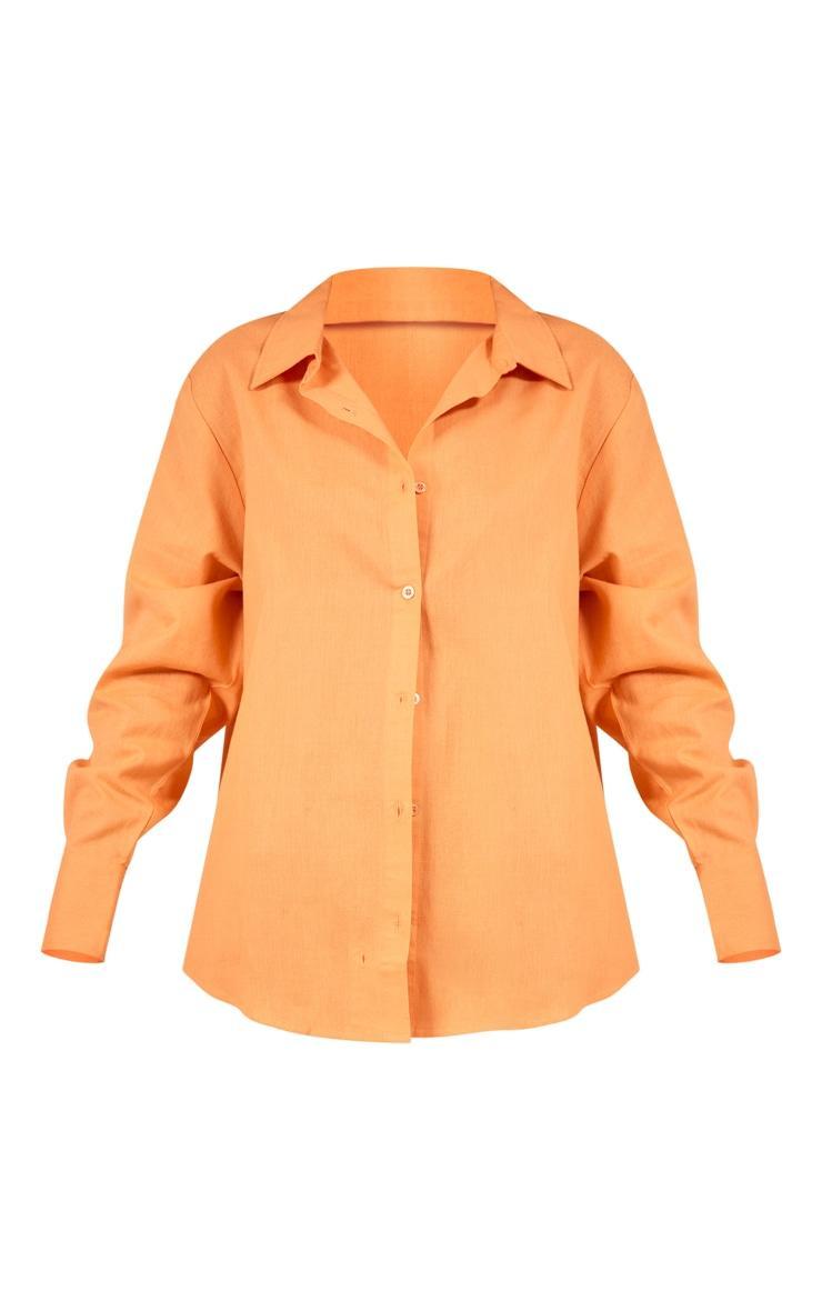 Orange Linen Look Oversized Shirt Product Image