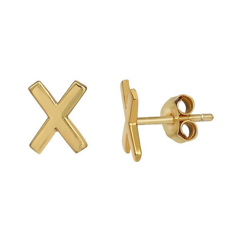 PRIMROSE Sterling Silver Initial Stud Earrings, Womens, Gold Tone J Product Image