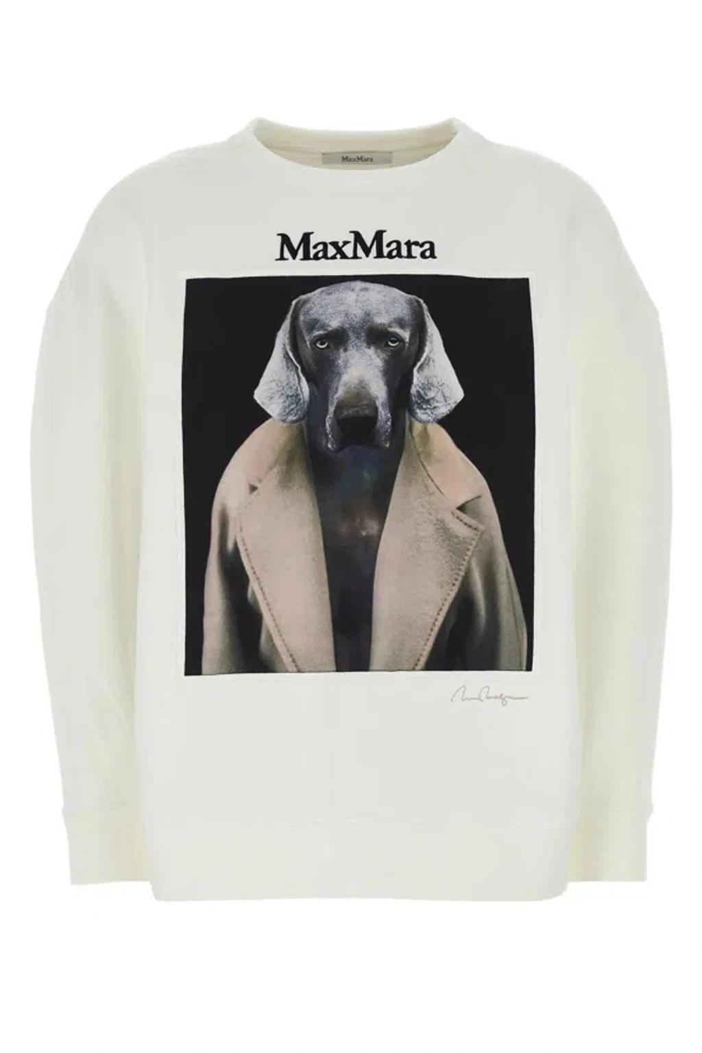 MAX MARA Women's Bacco - Cotton Sweatshirt With Wegman Print In Ivory Product Image