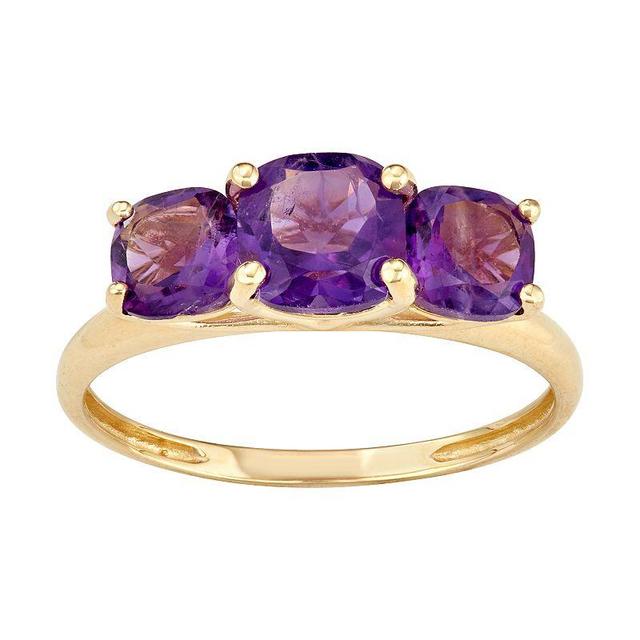 Designs by Gioelli 10k Gold 3-Stone Cushion Ring, Womens Purple Product Image