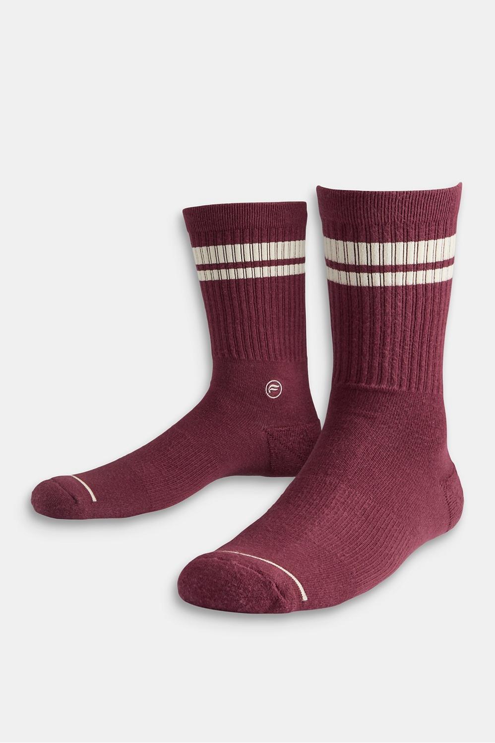 Fabletics Men The Crew Sock male Merlot Birch Stripe Size L/Xl Product Image