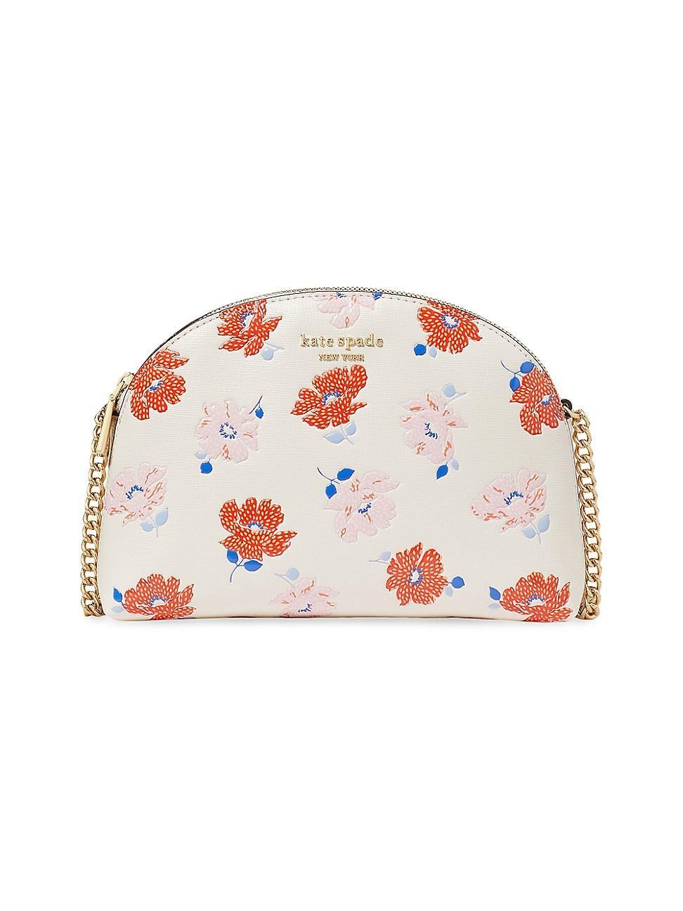 Kate Spade New York Morgan Dotty Floral Emboss Saffiano Leather Double Zip Dome Crossbody Multi) Cross Body Handbags Product Image