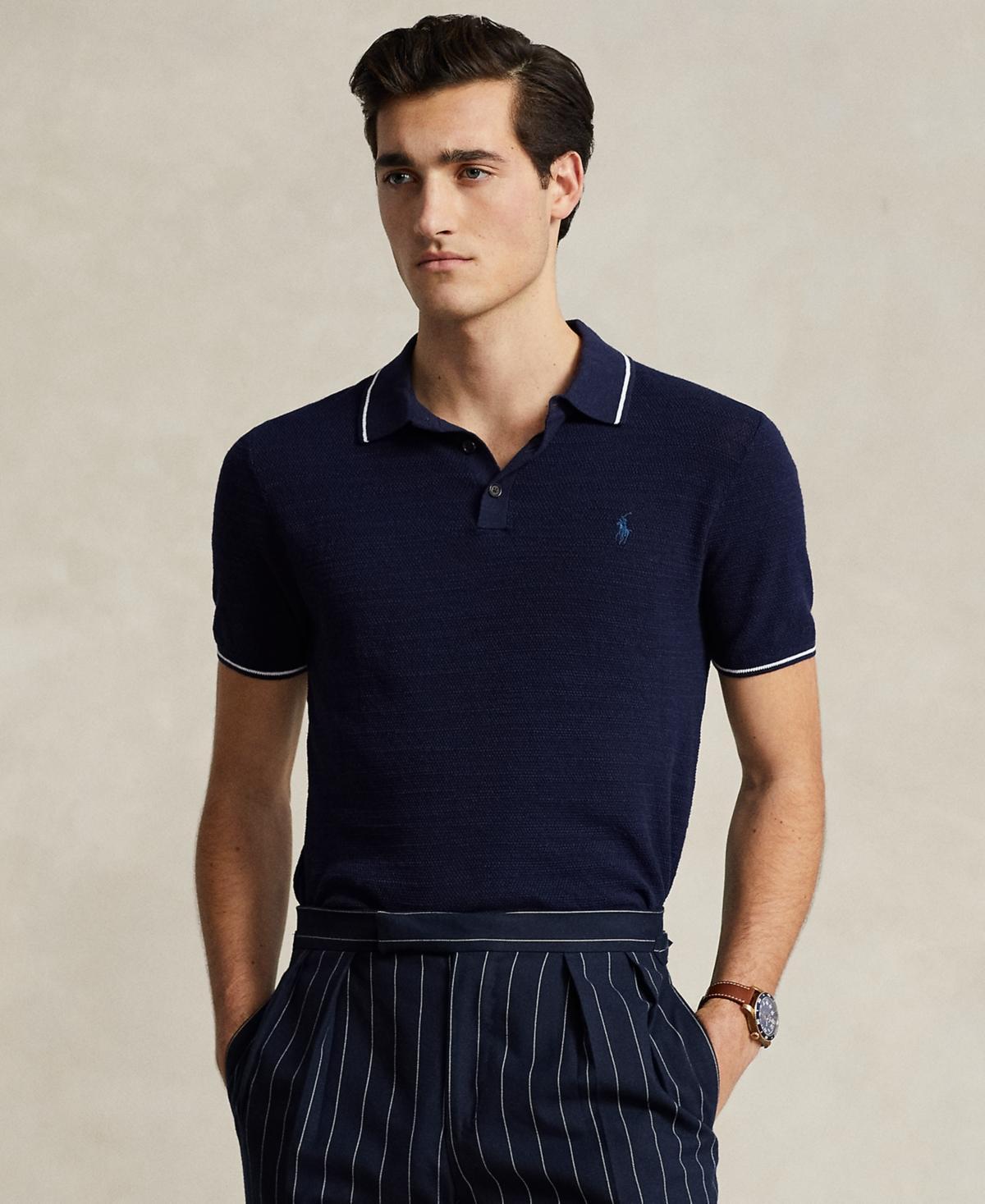 Polo Ralph Lauren Mens Cotton-Linen Polo-Collar Sweater Product Image