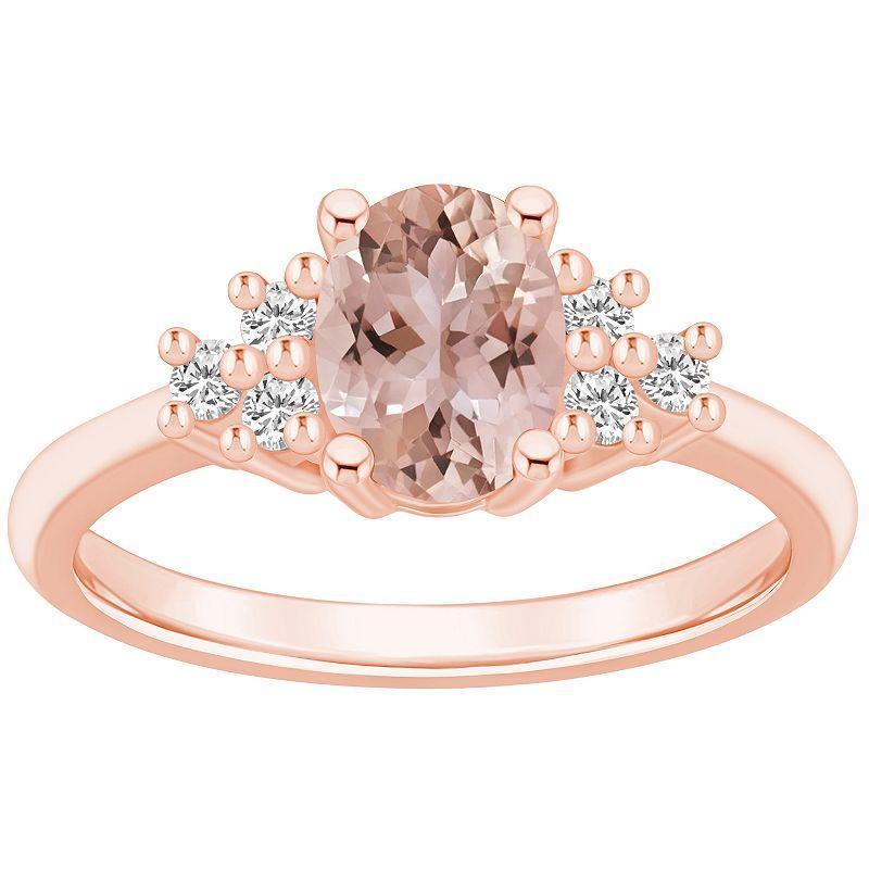 Alyson Layne 14k Rose Gold Oval Morganite & 1/5 Carat T.W. Diamond Ring, Womens Pink Product Image