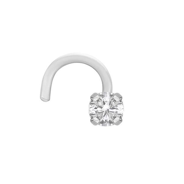 Lila Moon 14k White Gold Curved Diamond Accent Nose Stud, Womens, 14k Whgold Product Image