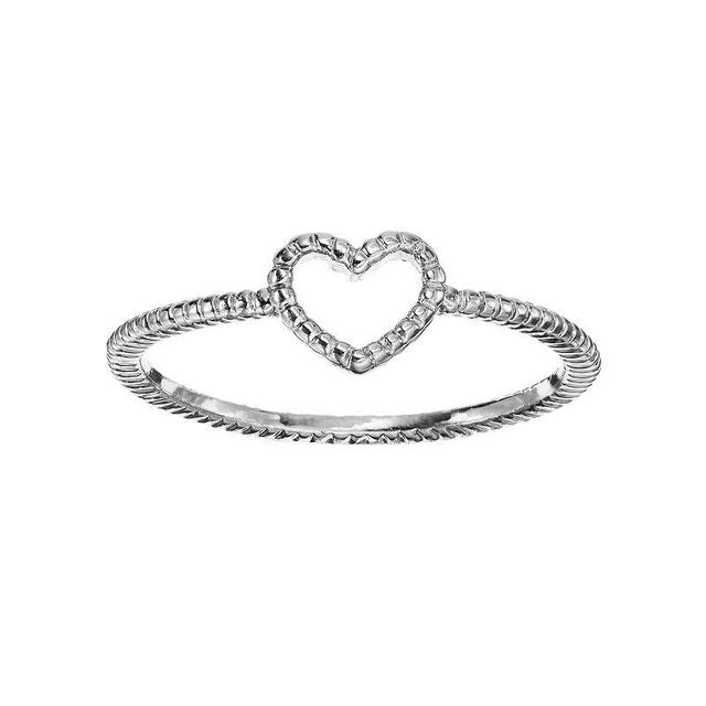 LC Lauren Conrad Textured Heart Midi Ring, Womens Silver Tone Product Image