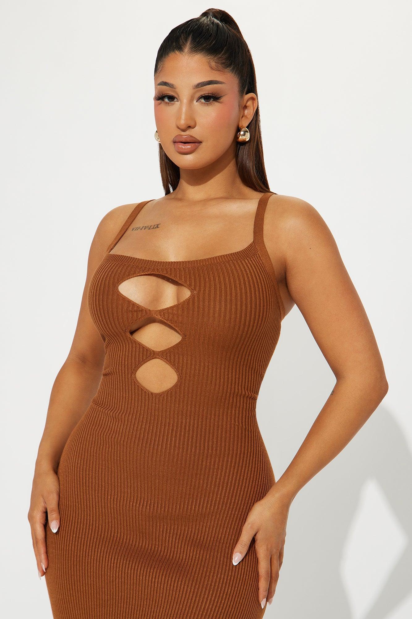 Adelyn Sweater Maxi Dress - Brown Product Image