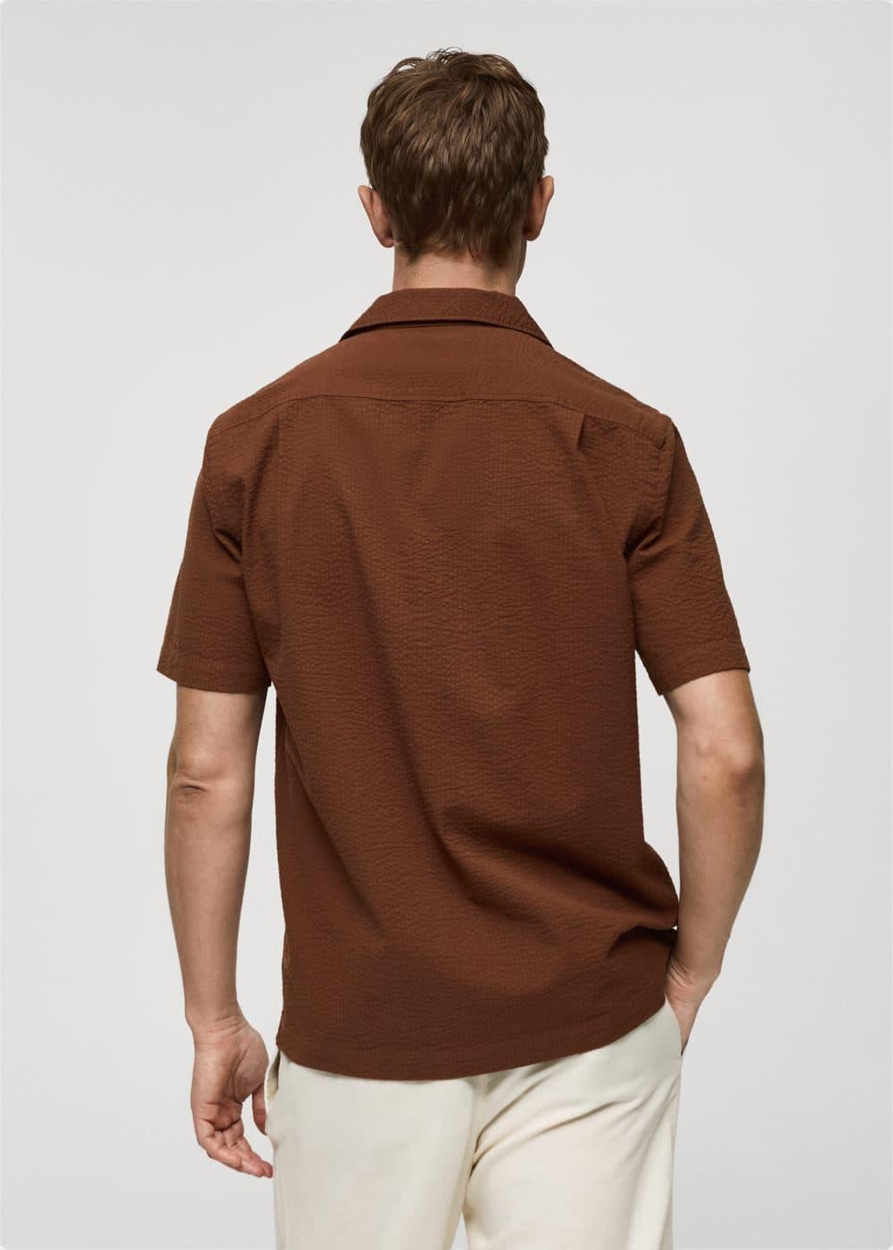 Mango Mens Regular Fit Seersucker Cotton Shirt Product Image