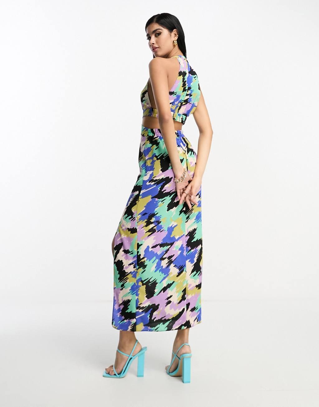 ASOS DESIGN halter neck cut out midi dress Product Image