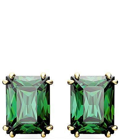 Swarovski Matrix Green Rectangle Stud Earrings in Gold Tone Product Image