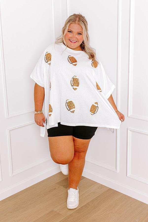 Football Season Sequin Oversized Tee in Ivory Curves Product Image