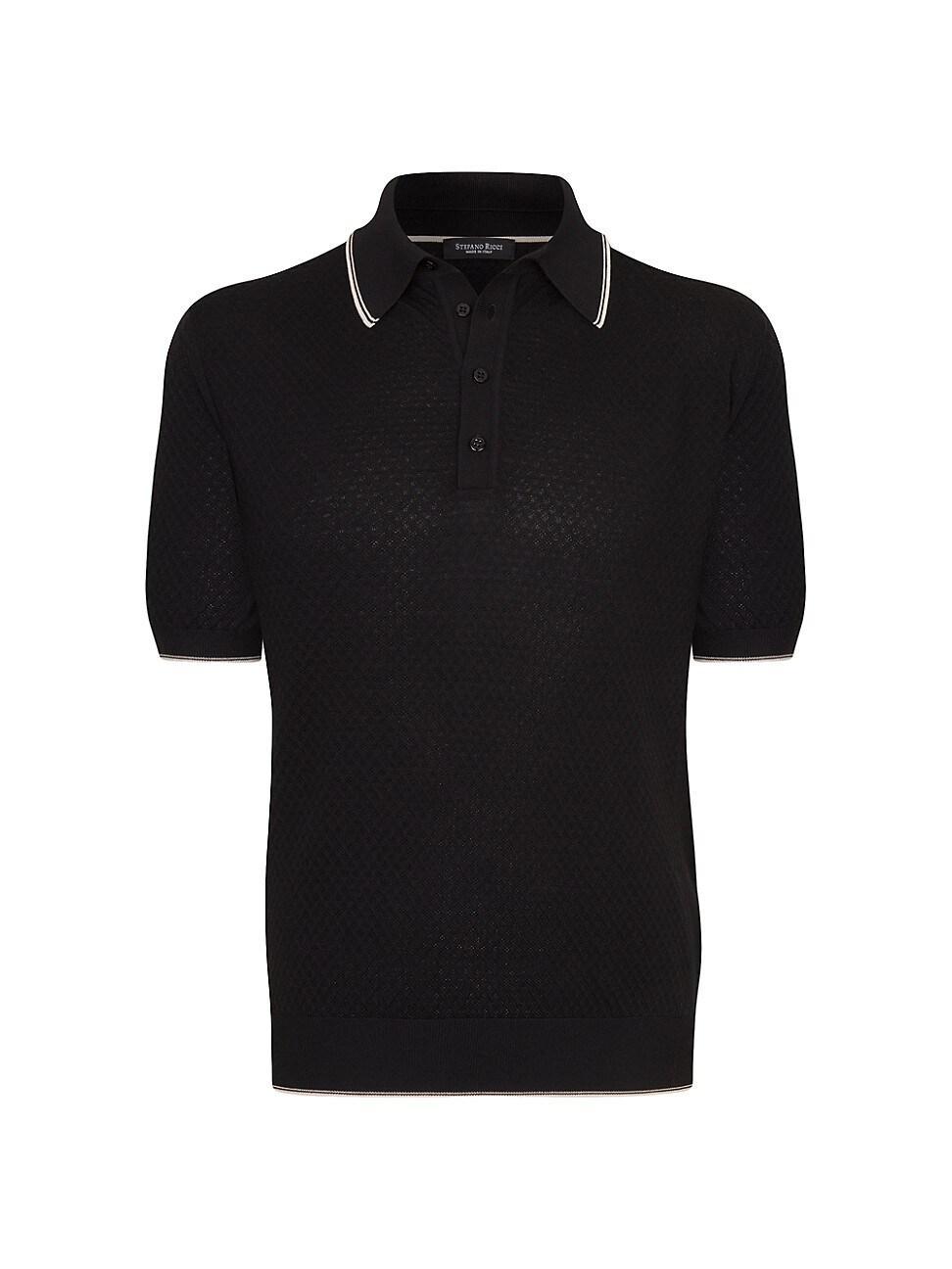 Mens Knit Short Sleeve Four-Button Polo Shirt Product Image