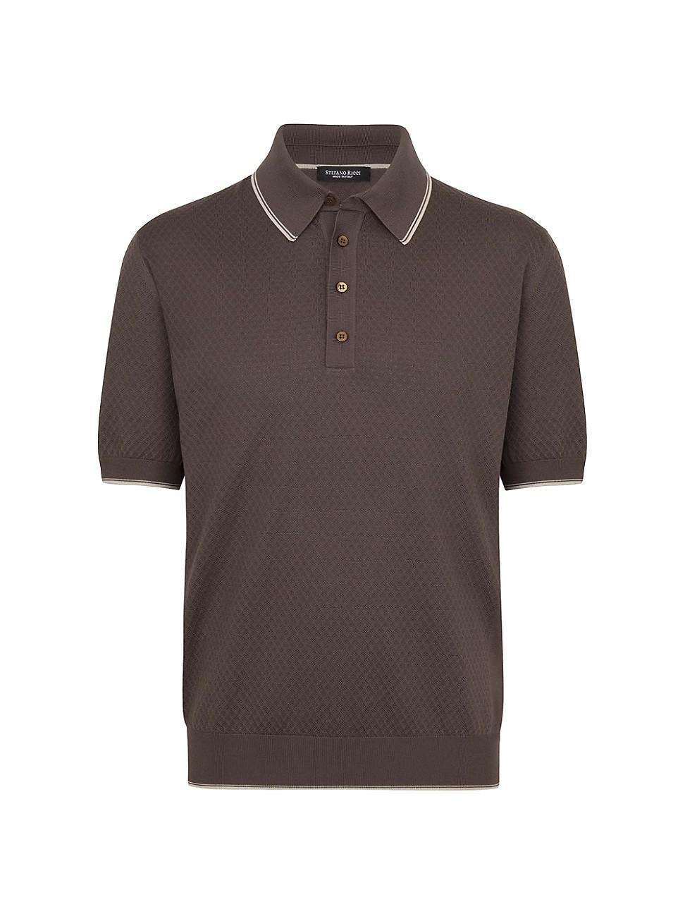 Mens Knit Short Sleeve Four-Button Polo Shirt Product Image