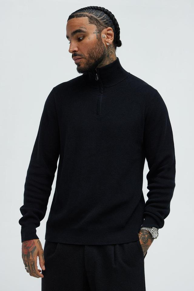 Shawn Quarter Zip Sweater - Black Product Image