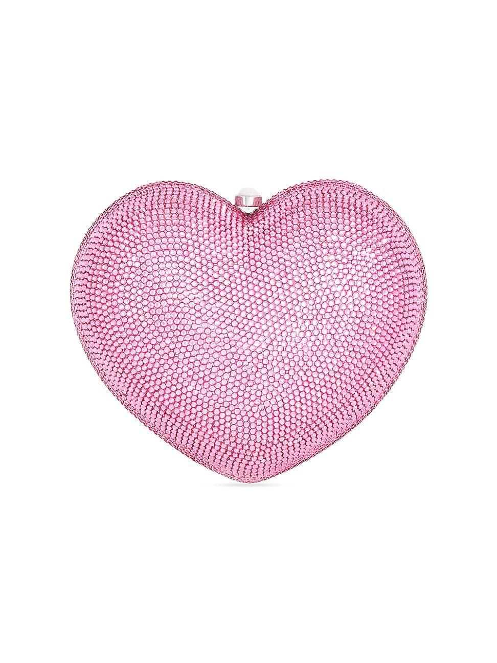 Womens Petite Heart Crystal-Embellished Clutch Product Image