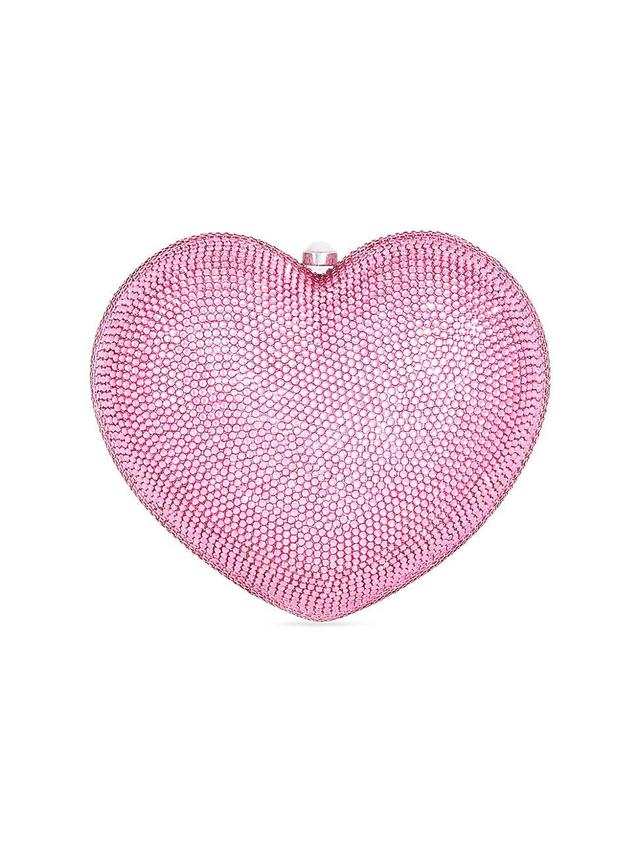 Womens Petite Heart Crystal-Embellished Clutch Product Image