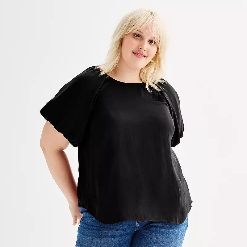 Plus Size Nine West Silky Short Sleeve Blouse, Womens Product Image