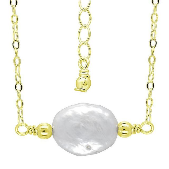 Aleure Precioso Sterling Silver Freshwater Cultured Pearl Medallion Necklace, Womens Gold Tone White Product Image