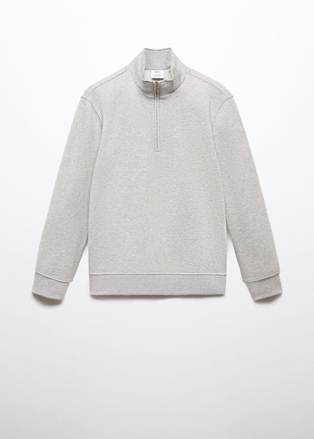 MANGO MAN - Cotton sweatshirt with zipper neck medium heather greyMen Product Image