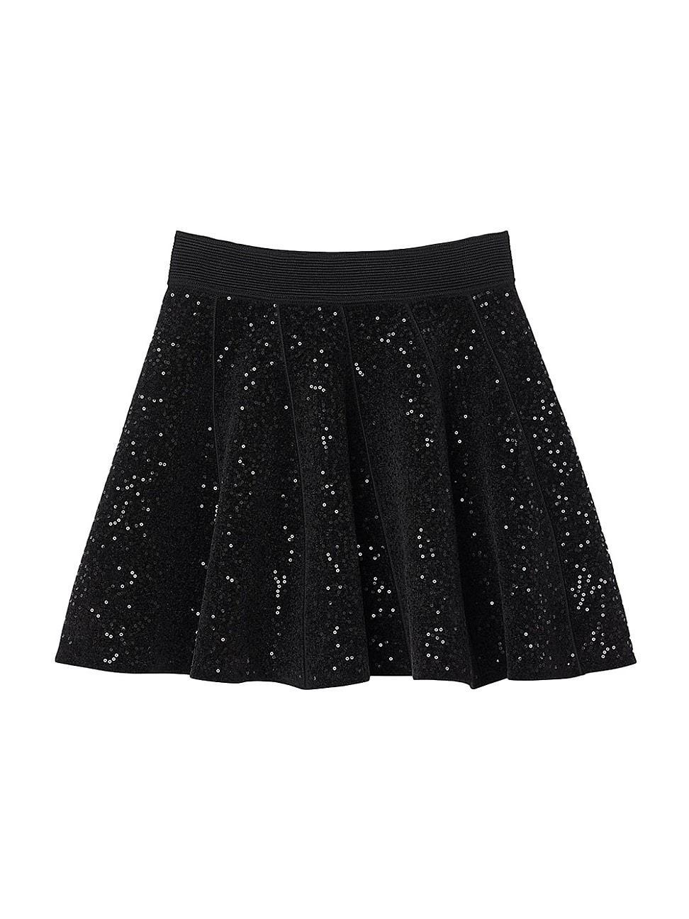 Womens Short Sequinned Skater Skirt Product Image