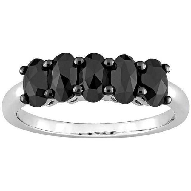 Stella Grace 10k White Gold 1 1/4 Carat T.W. Oval Black Diamond Semi-Eternity Ring, Womens Product Image