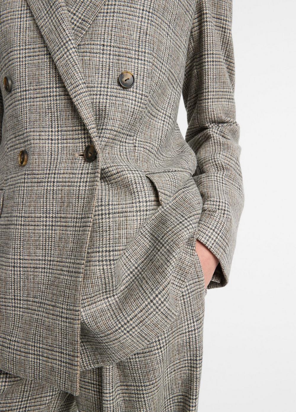 Womens Plaid Italian Wool-Blend Double-Breasted Blazer, Heritage Grey, Size 16 Vince Product Image