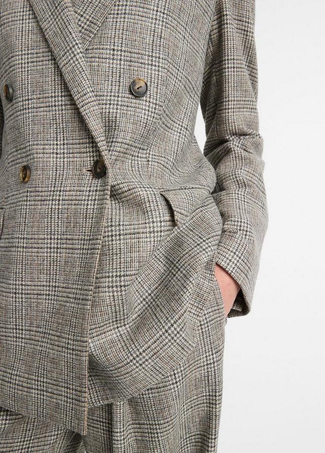 Plaid Italian Wool-Blend Double-Breasted Blazer Product Image