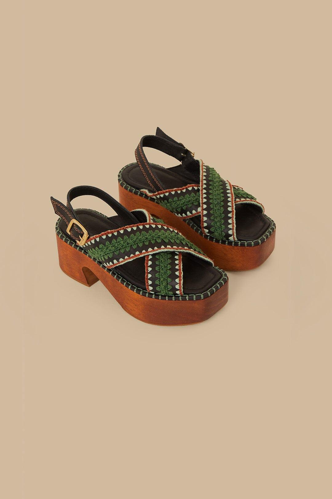 Dark Green Sand Clog Platform Product Image