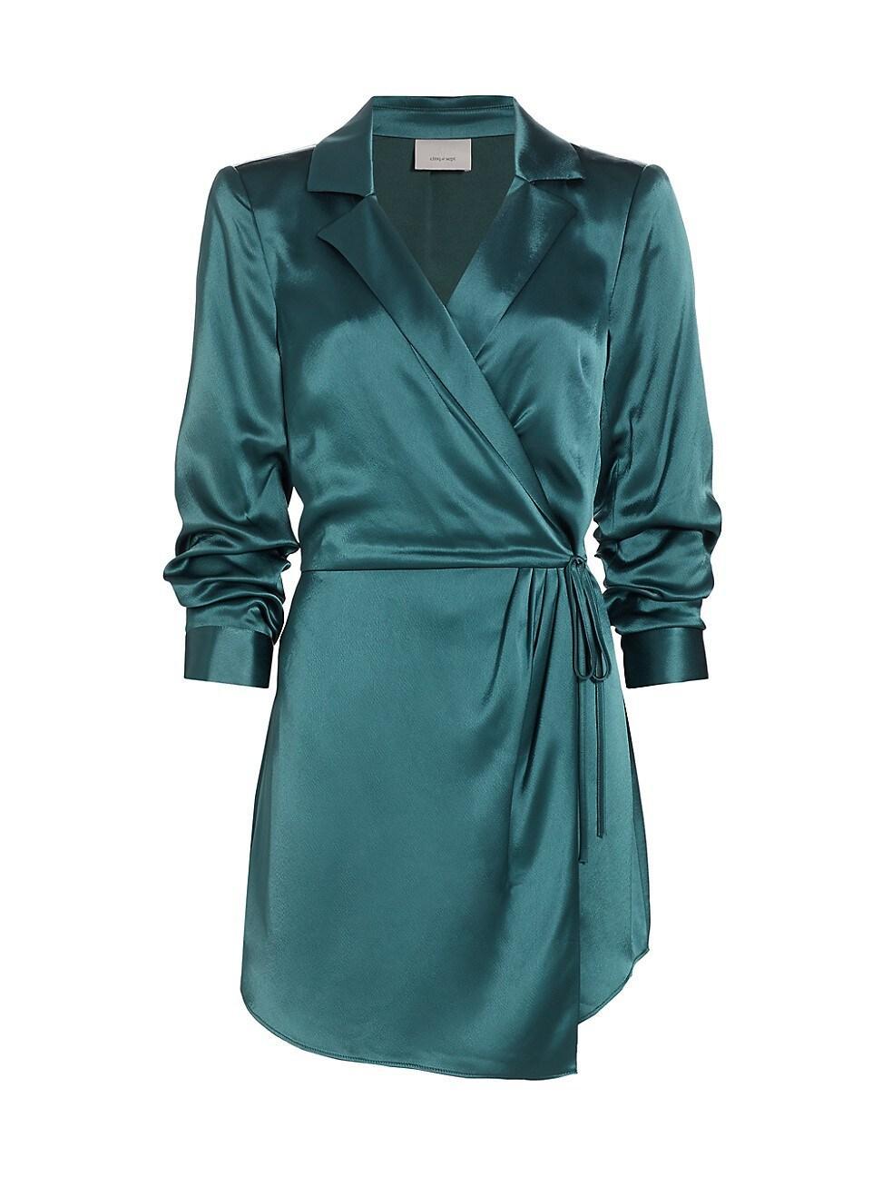 Womens Sabina Satin Wrap Minidress Product Image