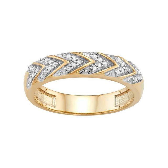 Jewelexcess Sterling Silver 1/10 Carat T.W. Diamond Chevron Ring, Womens Gold Tone Product Image